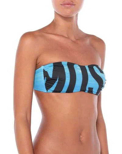 Shop Moschino Bikini Tops In Azure