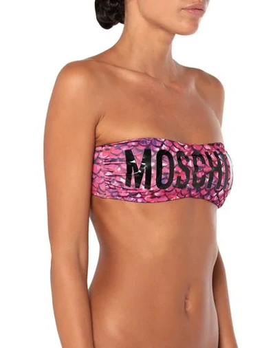 Shop Moschino Bikini Tops In Fuchsia