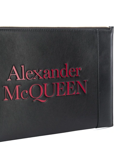 Shop Alexander Mcqueen Signature Leather Pouch In Black