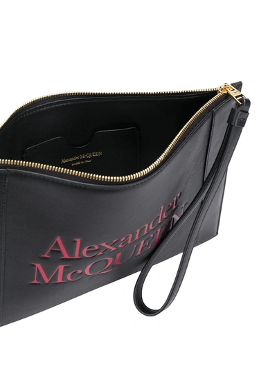 Shop Alexander Mcqueen Signature Leather Pouch In Black