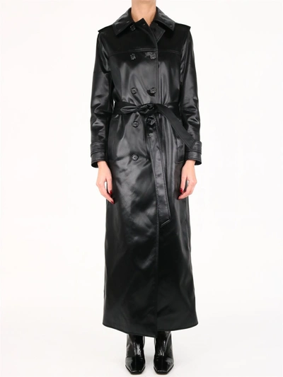 Shop Saint Laurent Double-breasted Trench Coat Black