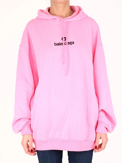 Shop Balenciaga Over Logo Hoodie Pink