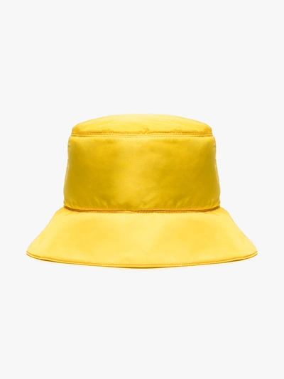 Shop Fendi Yellow Logo Patch Bucket Hat
