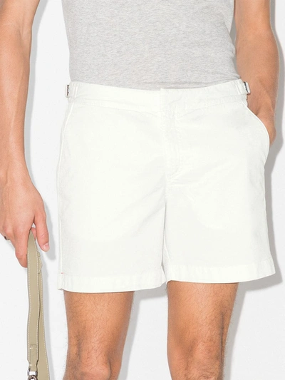Shop Orlebar Brown Bulldog Cotton Deck Shorts In White