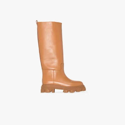 Shop Gia Couture X Pernille Teisbaek Brown Perni 07 Knee-high Leather Boots