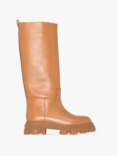 Shop Gia Couture X Pernille Teisbaek Brown Perni 07 Knee-high Leather Boots
