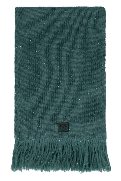 Shop Pinko Fringed Scarf Tramonto In Green