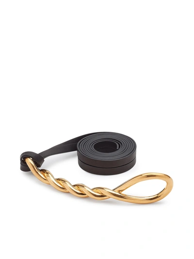 Shop Bottega Veneta Calf Leather Belt In Black Gold