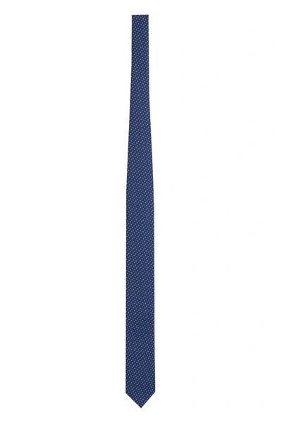 Shop Hugo Boss Polka-dot Jacquard Tie In Blue
