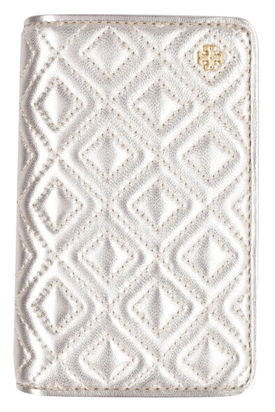 Shop Tory Burch Fleming Quilted Leather Wallet In Gold