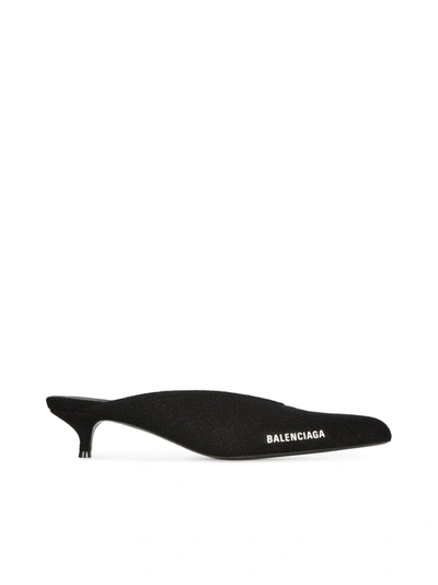 Shop Balenciaga Shiny Knit Logo In Black White