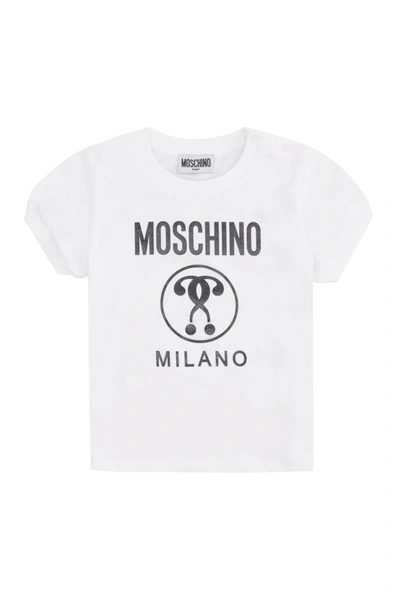 Shop Moschino Cotton Crew-neck T-shirt In White