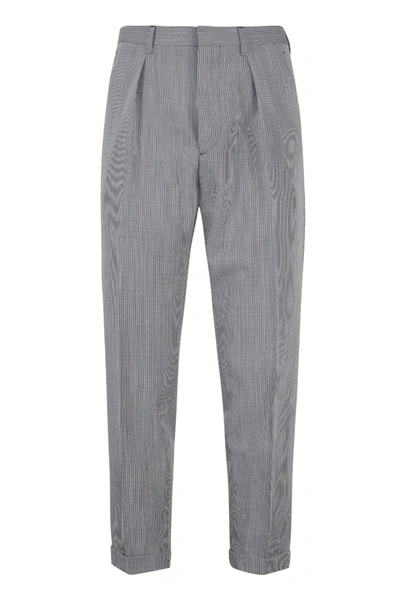 Shop Prada Wool-mohair Blend Tailored Trousers In Grey