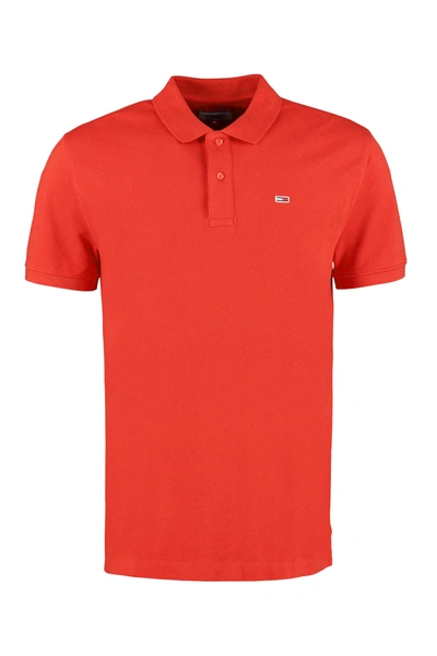 Shop Tommy Jeans Stretch Cotton Piqué Polo Shirt In Red