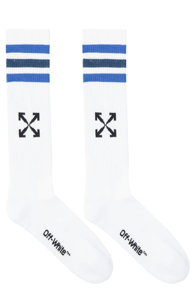Shop Off-white Logo Detail Sport Socks In White