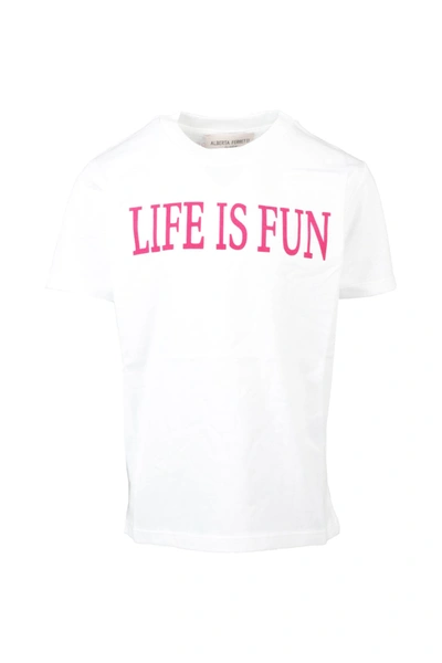 Alberta Ferretti Slogan Print T-shirt In Bianco
