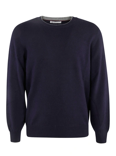 Shop Brunello Cucinelli Round Neck Sweater In Navy