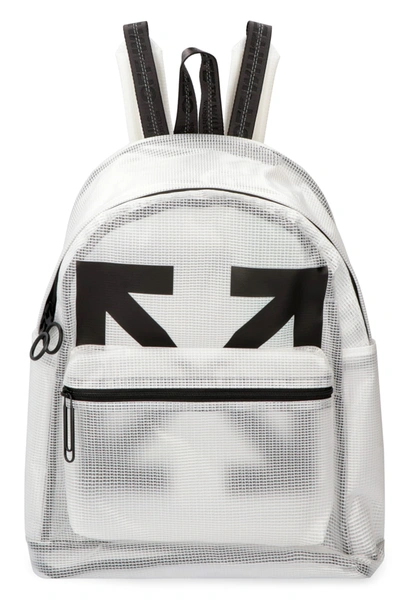 Shop Off-white Logo Detail Pvc Backpack In White