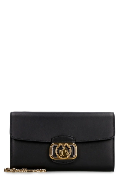 Shop Lanvin Leather Clutch With Strap In Black
