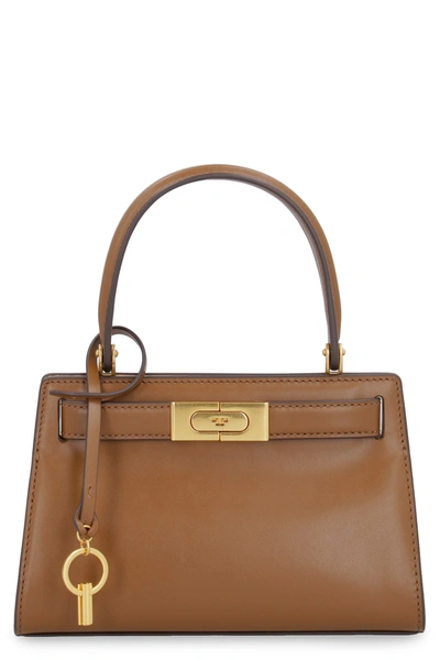 Shop Tory Burch Lee Radziwill Leather Small Bag In Saddle Brown