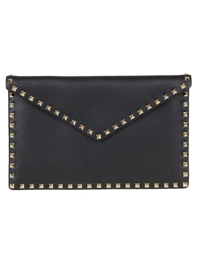 Shop Valentino Large Flat Pouch Rockstud In No Nero