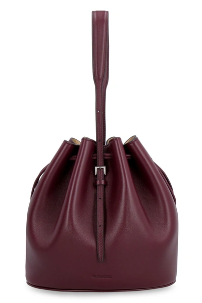 Shop Jil Sander Mini Leather Bucket-bag In Red-purple Or Grape