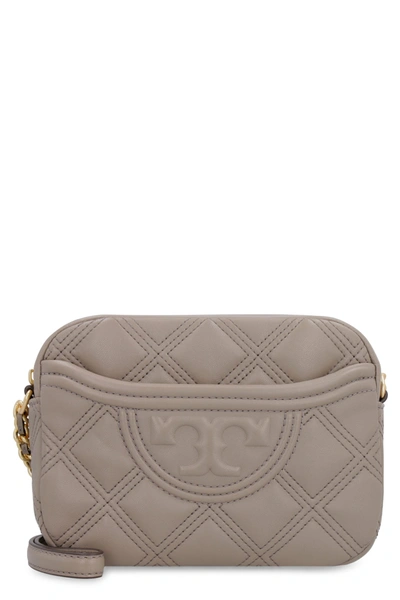 Shop Tory Burch Fleming Leather Camera-bag In Grey