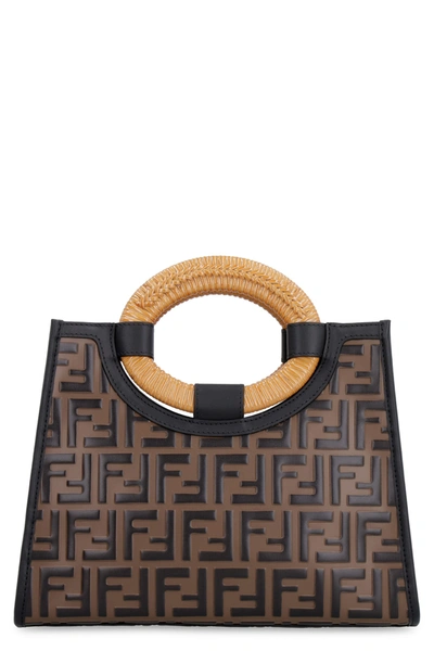 Shop Fendi Runway Smooth Leather Tote Bag In Brown