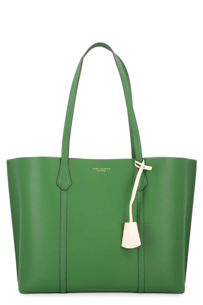 Shop Tory Burch Perry Leather Tote In Green