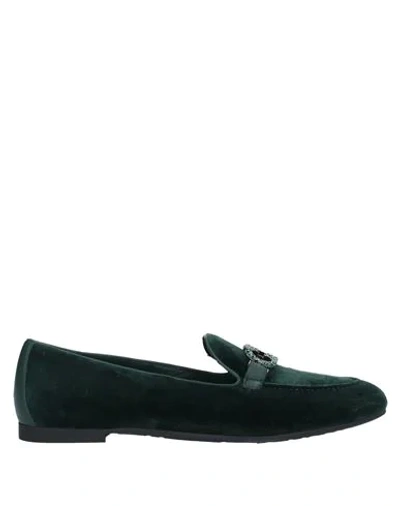 Shop Ferragamo Woman Loafers Dark Green Size 5.5 Textile Fibers