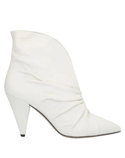 Shop Isabel Marant Woman Ankle Boots Ivory Size 6 Soft Leather In White