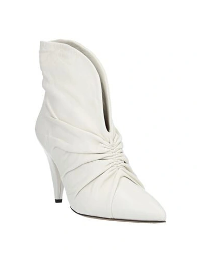 Isabel Marant Lasteen Ruched Leather Ankle Boots In White