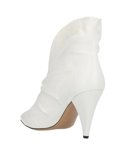 Isabel Marant Lasteen Ruched Leather Ankle Boots In White