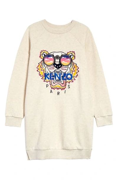 Shop Kenzo Kids' Tiger Sweatshirt Dress In Marl Beige
