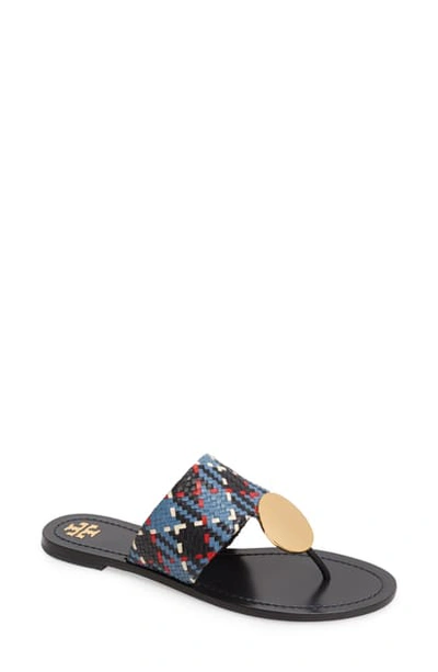 Shop Tory Burch Patos Sandal In Woven/ Blue Woven