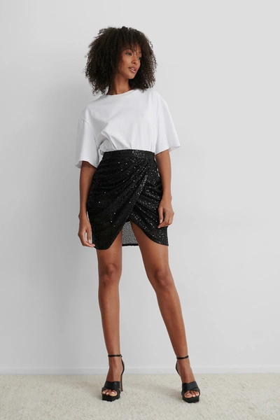Shop Na-kd Draped Sequin Skirt - Black