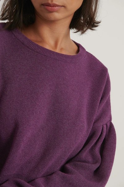 Shop Na-kd Reborn Puff Sleeve Cropped Knitted Sweater - Purple
