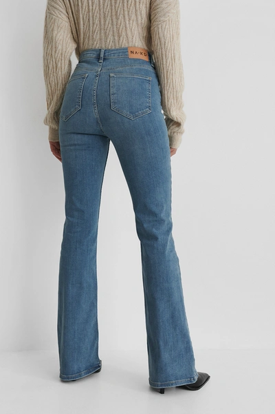 Shop Na-kd Reborn Flared High Waist Stretch Jeans - Blue