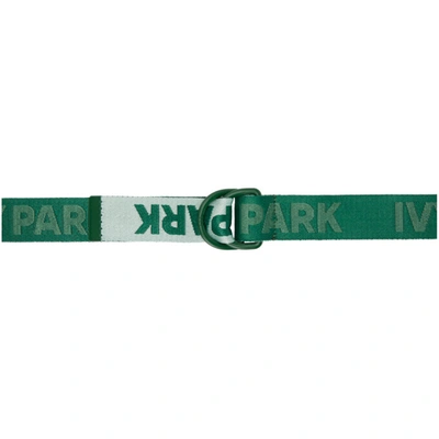 Shop Adidas X Ivy Park Green Ivp Logo Belt In Dkgrn/tint