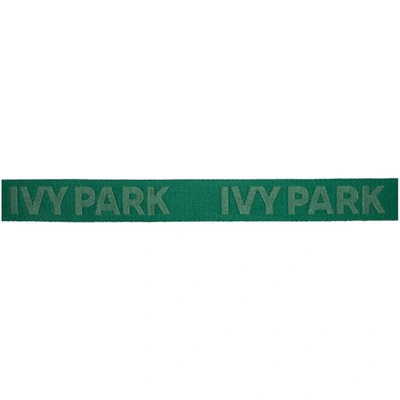Shop Adidas X Ivy Park Green Ivp Logo Belt In Dkgrn/tint