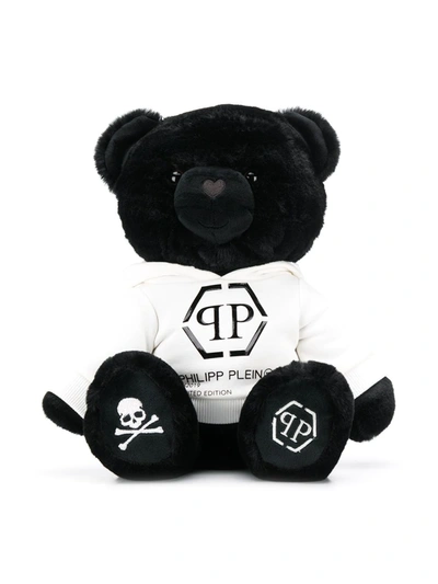 Shop Philipp Plein Junior Logo Print Teddy Bear In Black