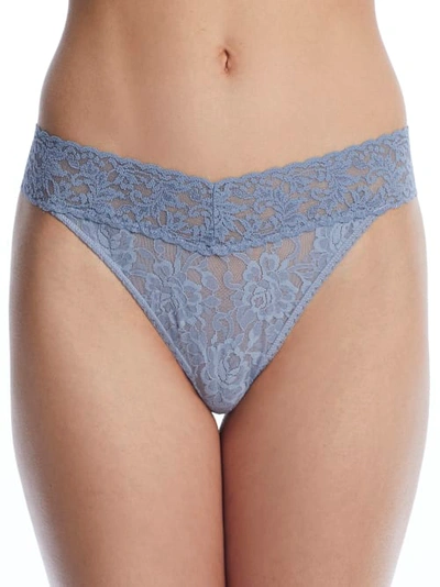 Shop Hanky Panky Signature Lace Original Rise Thong In Grey Mist
