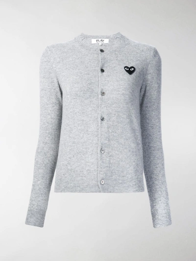 Shop Comme Des Garçons Play Heart Logo Cardigan In Grey