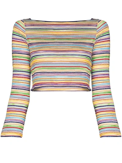 Shop Missoni Metallic Stripe Pattern Cropped Top In Purple