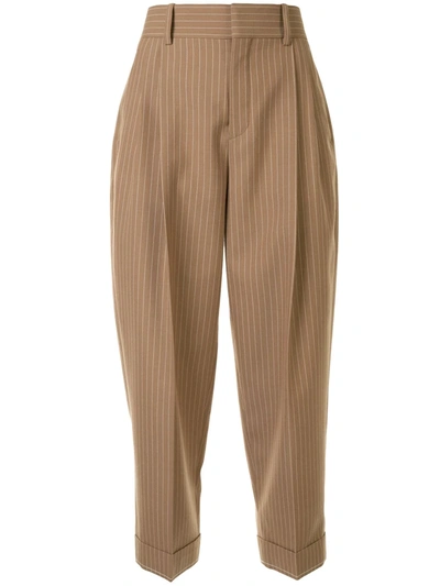 Shop Chloé Pinstripe Cropped Trousers In Brown