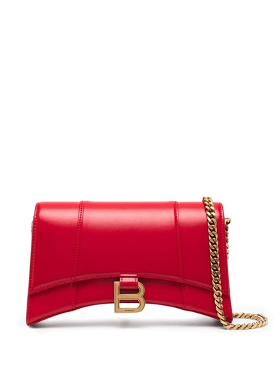 Shop Balenciaga Hourglass Crossbody Bag In Red