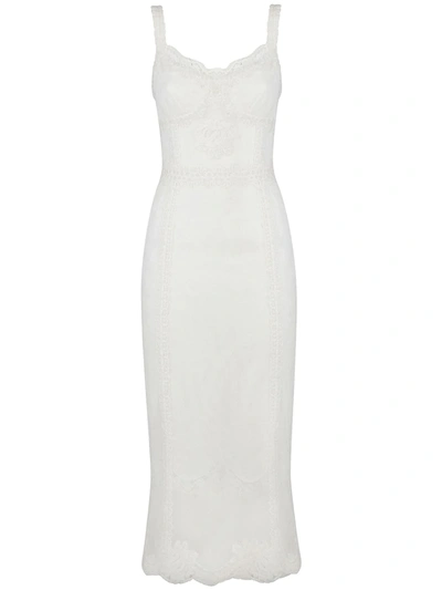 Shop Dolce & Gabbana Sweetheart-neckline Lace Sheath Dress In White
