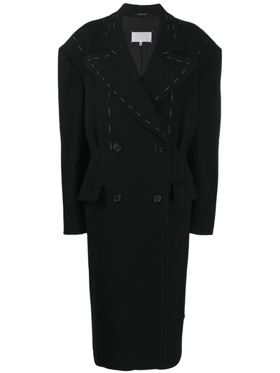 Shop Maison Margiela Contrast-stitching Oversized Coat In Black