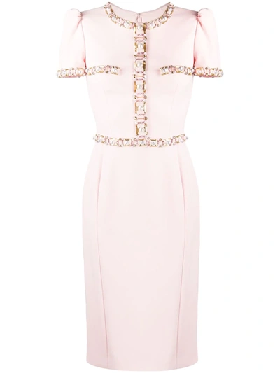 Shop Jenny Packham Ines Beaded-trim Tailored Dress In Pink
