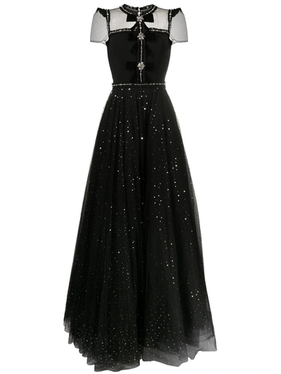 Shop Jenny Packham Sherrie Crystal-embellished Gown In Black